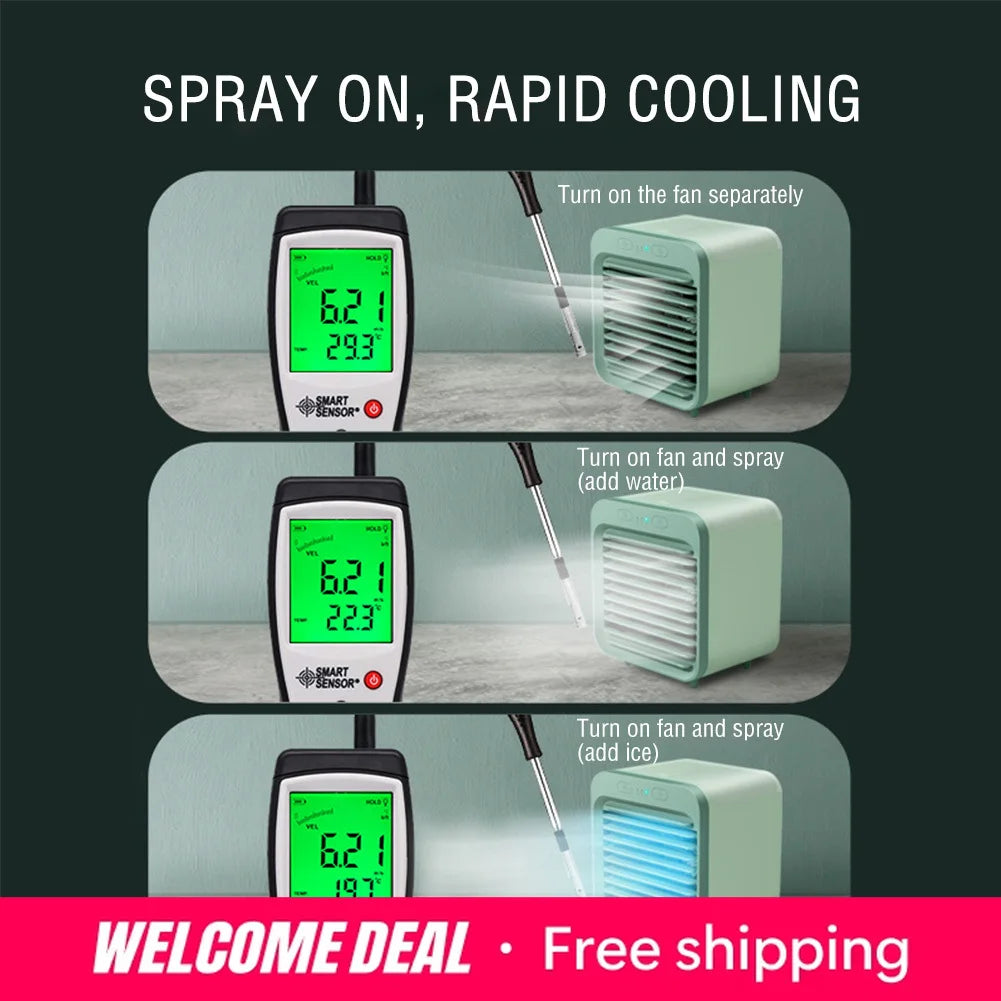 New Portable USB Chargeable Mini 3 Gear Air Conditioner Cooler Fan Air Conditioner Air Cooling Office Desktop Fan