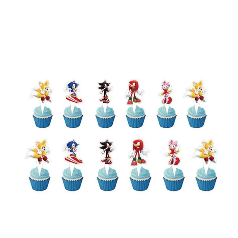 Sonic Birthday Party Decoration Game Hedgehog Balloons  Action Figure Party Paper Plate Towel Cup Tablecloth Toy Kid Gifts