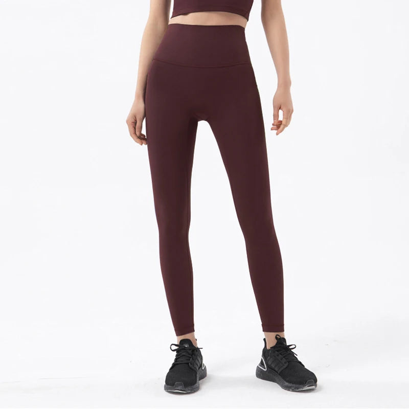 SOISOU Nylon Yoga Pants Gym Leggings Women Girl Fitness Soft Tights High Waist Elastic Breathable No T Line Sports Pants