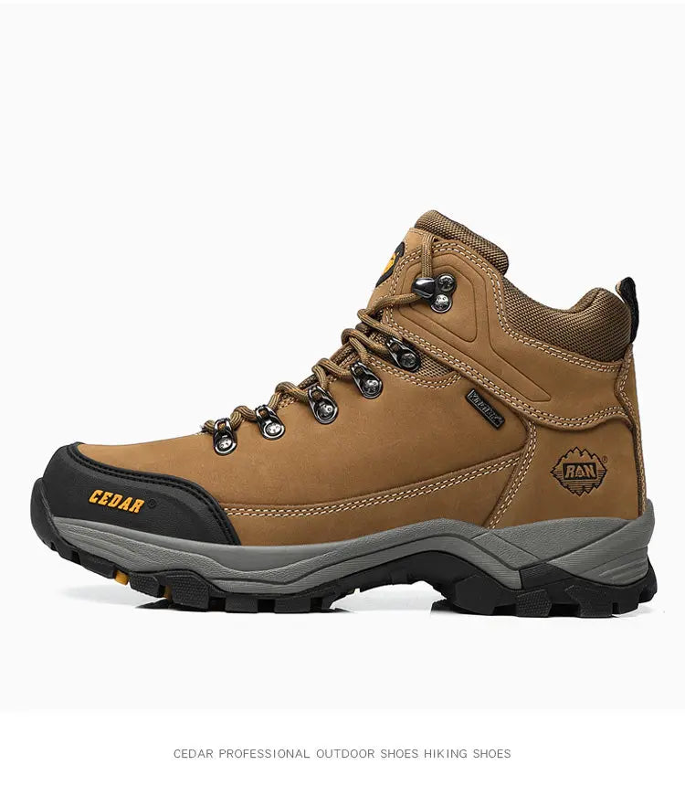 RAN Cow Leather Hiking Boots Men For men Outdoor Sport Walking Sneakers trekking Snow Shoes women Climbing Mountain Hunting boot