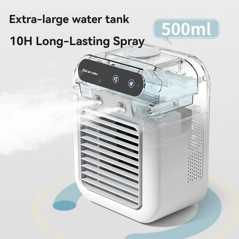 Wireless Air Conditioner Mini Portable Air Cooler Fan 500ml Ice Water Spray Humidifier For Home Air Conditioning Mist Fan USB Main image