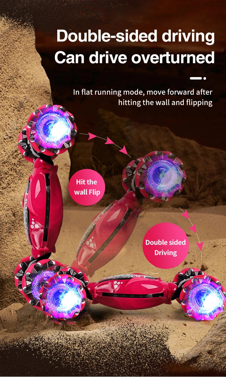 4WD RC Drift Car With Music Led Lights 2.4G Gesture Radio Remote Control Spray Stunt Car 360° Rotating Climbing Car Toys Gift