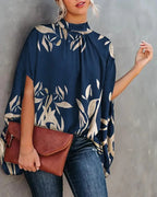 Casual Loose Women's Blouse Fashion Batwing Sleeve Print O-neck Shirts Top Spring Summer Office Lady Blouses Elegant Tops 2024