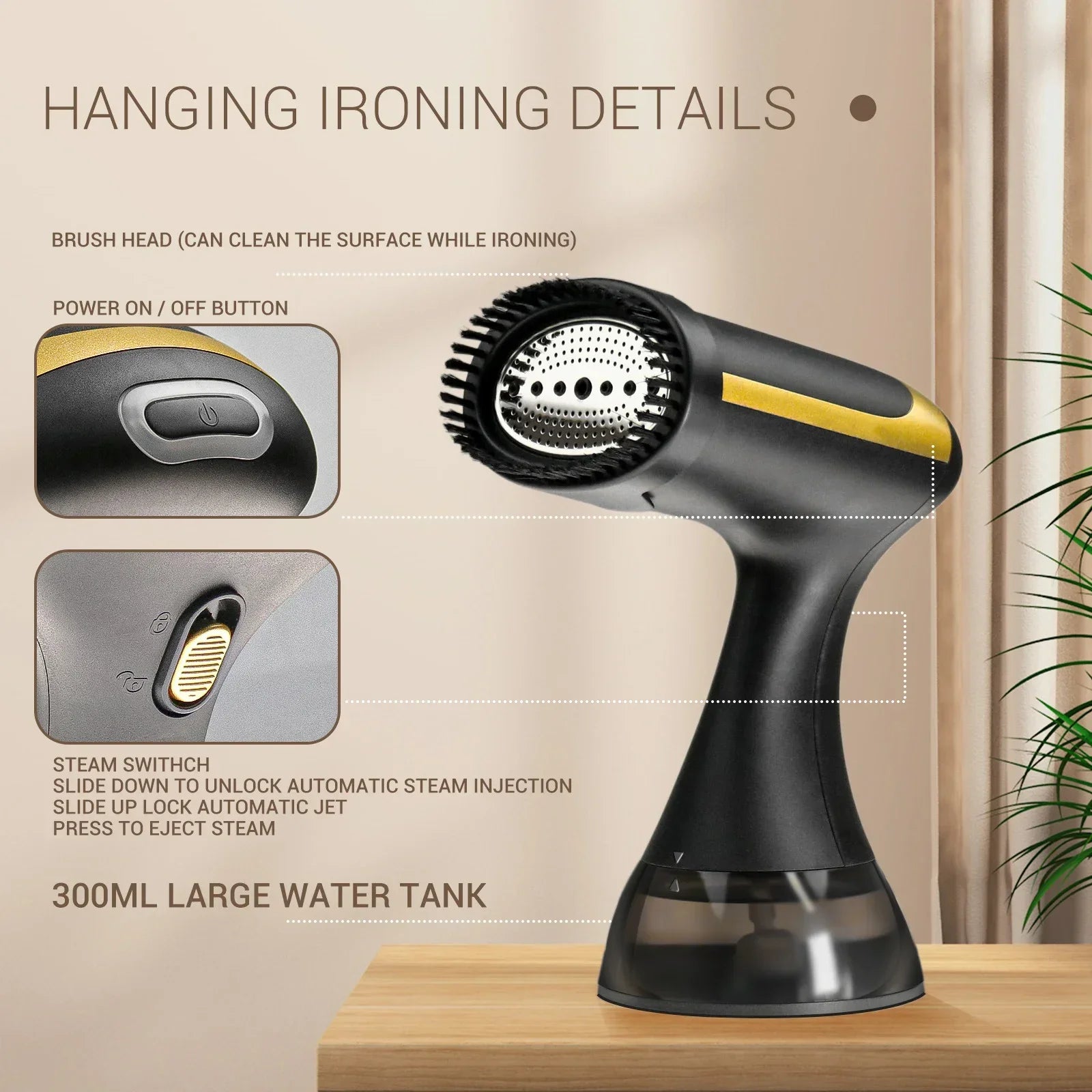 220V Handheld Garment Steamer 1300W Electric Household Fabric Steam Iron 350ml Portable Vertical Fast-Heat for Clothes Ironing