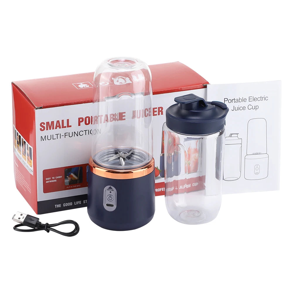 6 Blades Electric Juicer Cup with 2 Cups For Travel Portable Juicer Mixer Usb Charge Fresh Fruit Juice Personal Blender Smoothie Main image
