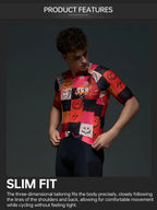X-TIGER Summer Men's Cycling Jersey Short Sleeve Slim Fit GRAFFITI ART STYLE Breathable Maillot for Mountain Road Bike Pro