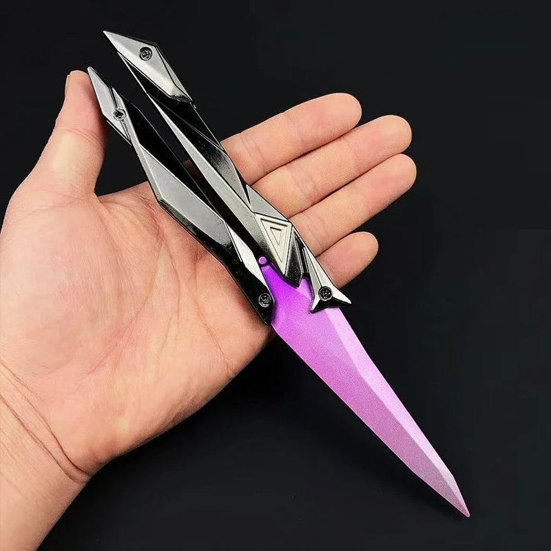 Tactical Shooter Foldable Butterfly Blade - 3D Engraved Collectible Toy Portable Melee Gear for Cosplay/Gaming Accessory Gifts