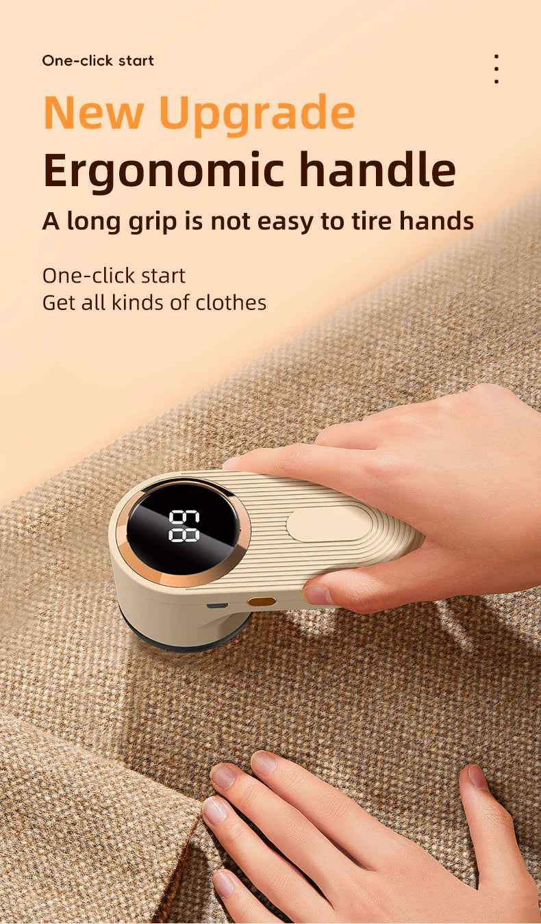 2025 New 1200mAh Lint Remover for Clothing LED Digital Electric Pellet Fluff Remover USB Rechargeable Fuzz Fabric Shaver Sweater