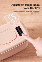 USB Baby Wet Wipe Warmer Electric Tissue Heater Cotton Towel Dispenser Digital Adjustable Temperature Thermostat Napkin Case EU