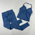 UETEEY Seamless Gym Set Women Tank Tops High Waist Scrunch Yoga Leggings Fitness Clothes Workout Sets Gym Suit Activewear