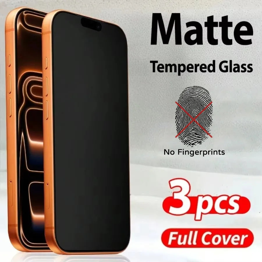 1-3Pcs Matte Screen Protector For iPhone 17 Pro Max 16 15 14 13 12 11 X XR XS Max 6 7 8 Plus SE Tempered Glass Protective Film Main image