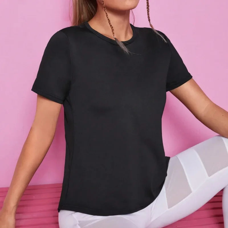 Women Seamless Yoga T-Shirt Female Fitness Crop Top Workout Gym Training Shirts Athletic Short Sleeve Yoga T-shirts Sportswear Secondary image