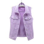 Fashion Denim Vest Women's Cropped Spring Summer Sleeveless Tops Short Jackets Waistcoat Top Outerwear Jean Cowboy Female