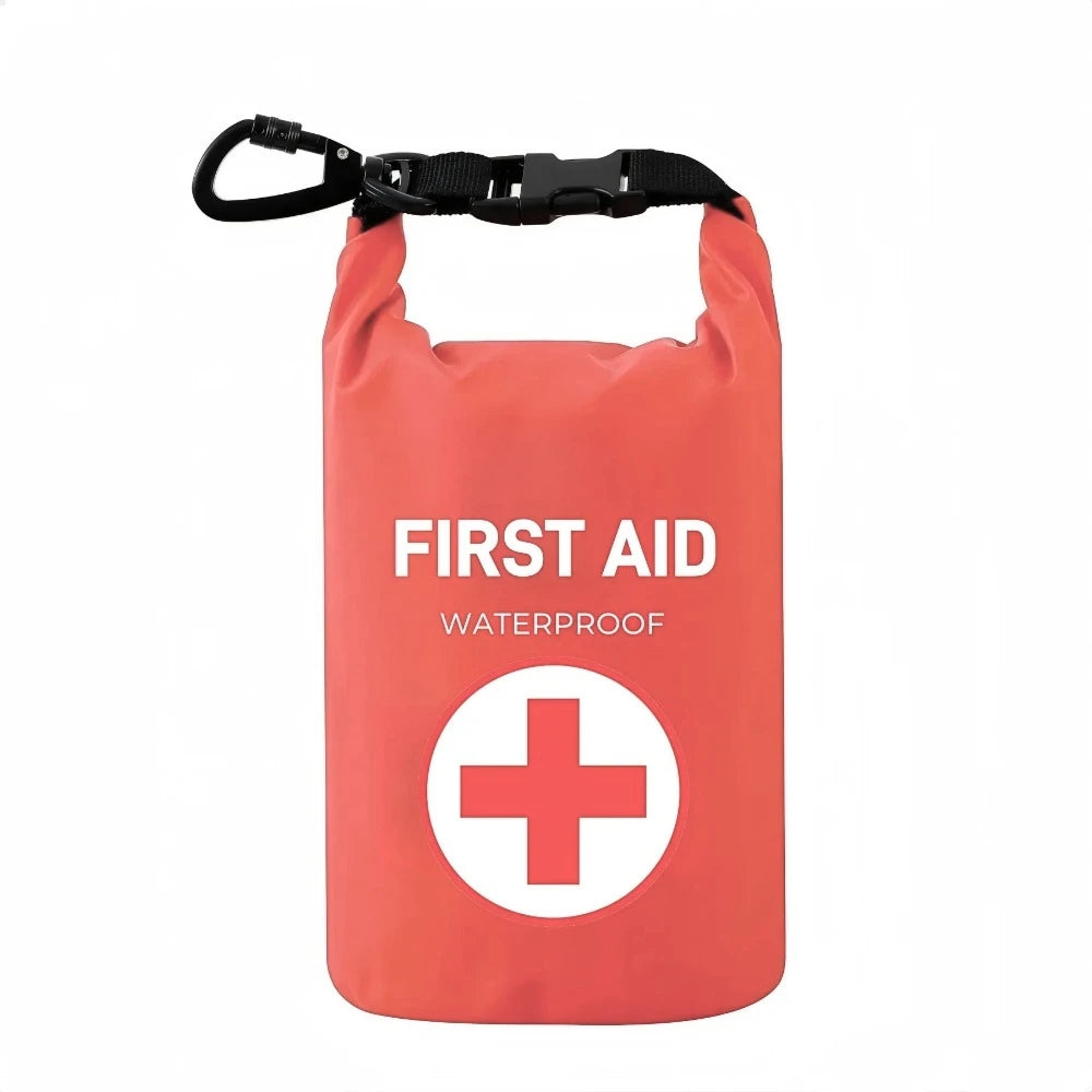 2L Portable Waterproof First Aid Bag Outdoor Emergency Kit Survival Home Car Travel Fishing Hiking Red Shoulder Straps Medical