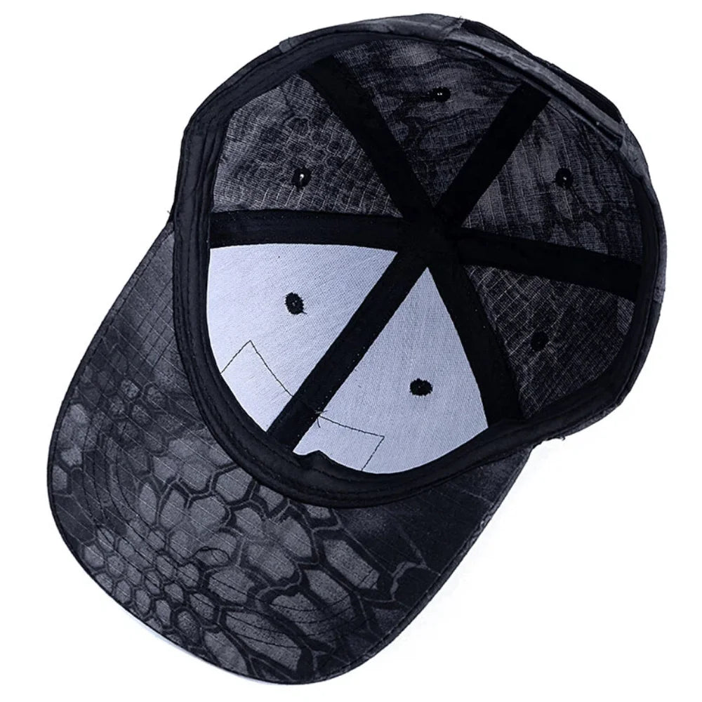 Men's Camouflage Tactical Baseball Cap With 3 Velcro Patches Military Camouflage Hat Cap For Outdoor Jugle Fishing Hiking Caps