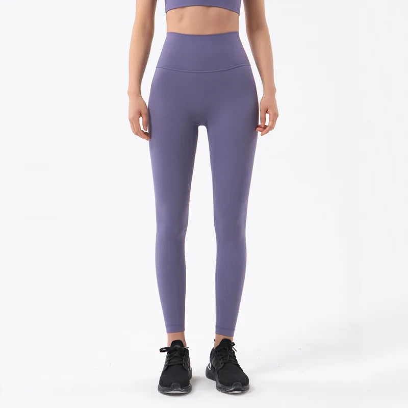 SOISOU Nylon Yoga Pants Gym Leggings Women Girl Fitness Soft Tights High Waist Elastic Breathable No T Line Sports Pants