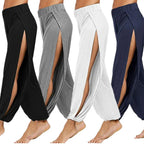 Summer High Slit Haren Pants for Women Sports Yoga Pants Solid Loose Hippie Harem Wide Leg Pants Trousers