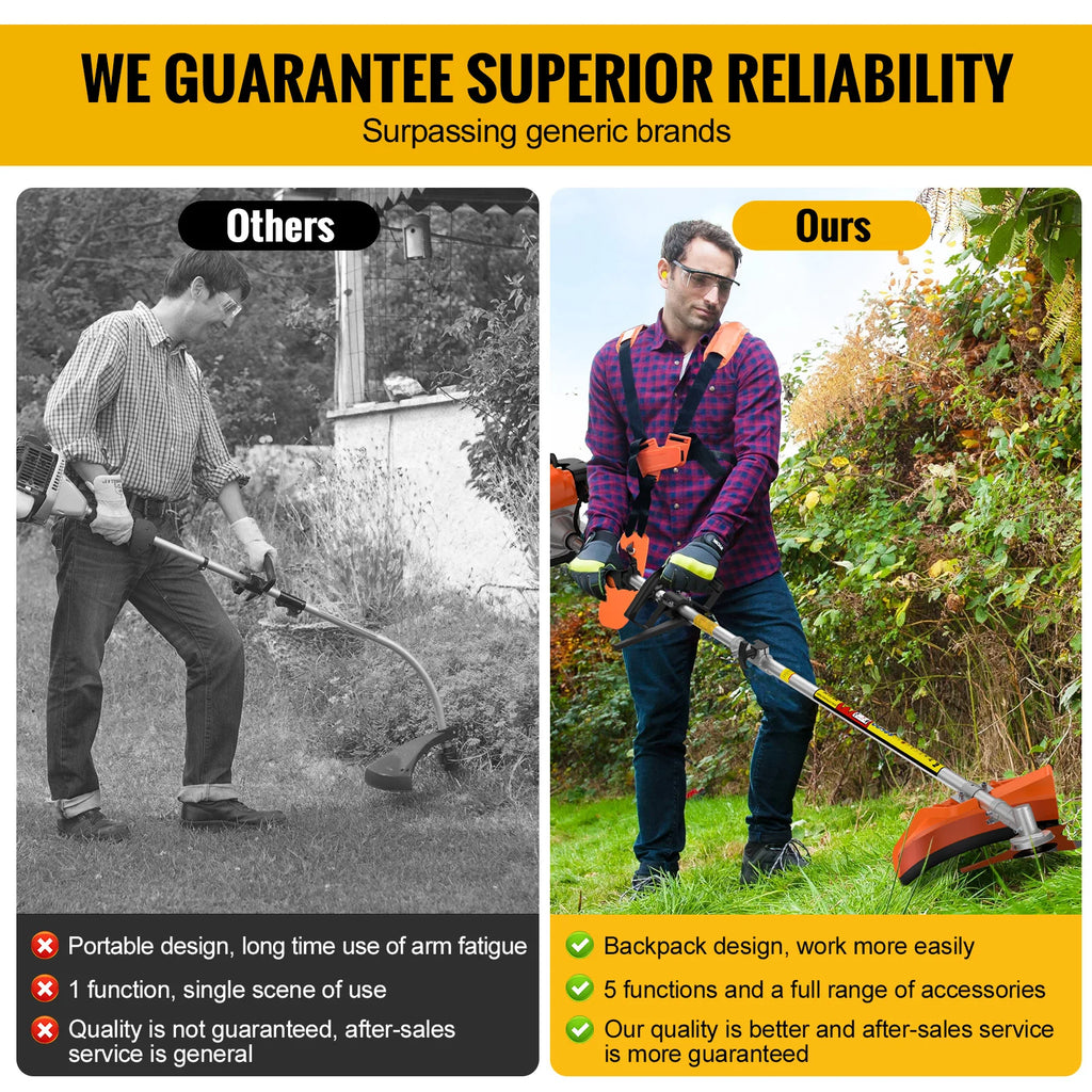 CONENTOOL 6in1 Petrol Brush Cutter 52cc 2 Stroke Gas Strimmer Multi-Functional Garden Grass Line Hedge Trimmer Tree Cutting Tool