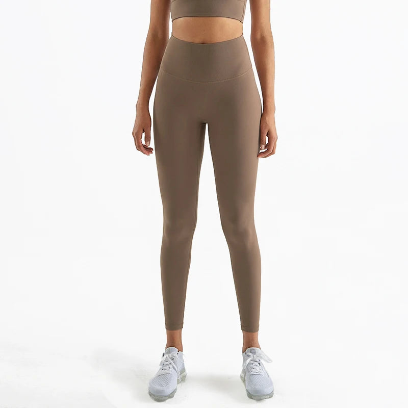 SOISOU Nylon Yoga Pants Gym Leggings Women Girl Fitness Soft Tights High Waist Elastic Breathable No T Line Sports Pants