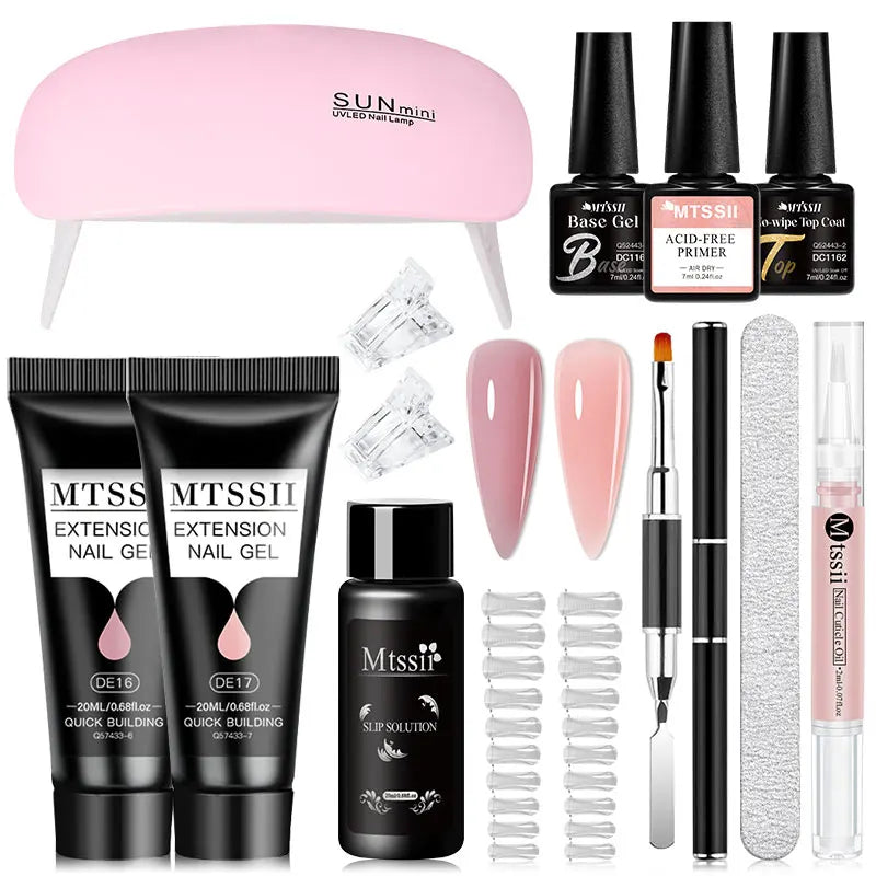 24PCS/Set 20ml Poly Naili Extension Gel  Kit Mini UV Lamp Sealer With Base Top Coat Professional Poly UVNail Gel Kit Starter Kit