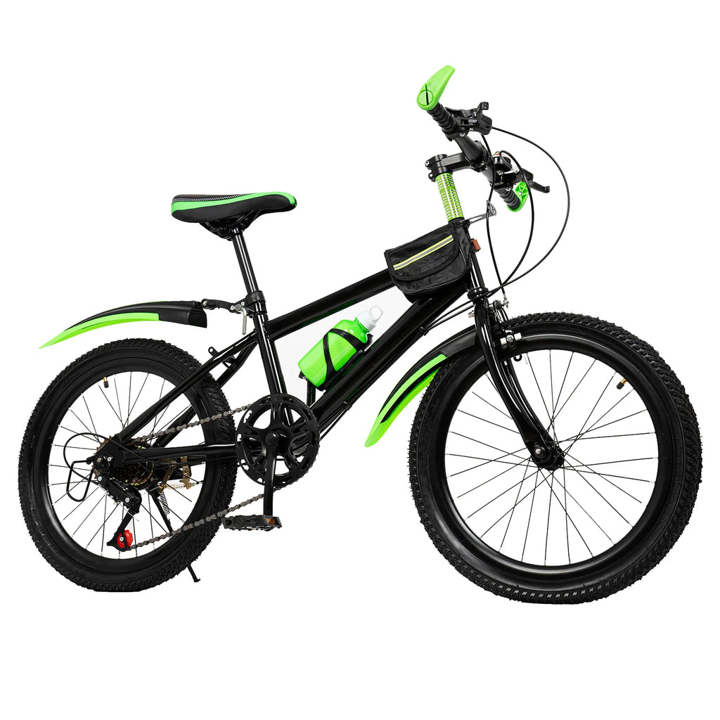 20 Inch 7 Speeds Mountain Bike Adjustable Children's Bicycle with Storage Bag and Compass Bell Braking System Bike