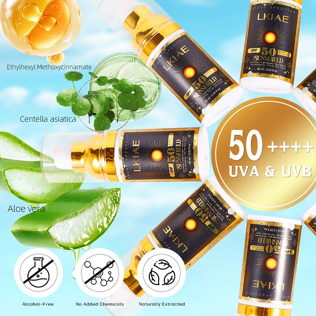LKIAE Sunscreen, Broad Spectrum SPF 50, UVA/UVB, Lightweight & Non-Greasy, Sunblock, for Face, Body, Non-Comedogenic, 60ml