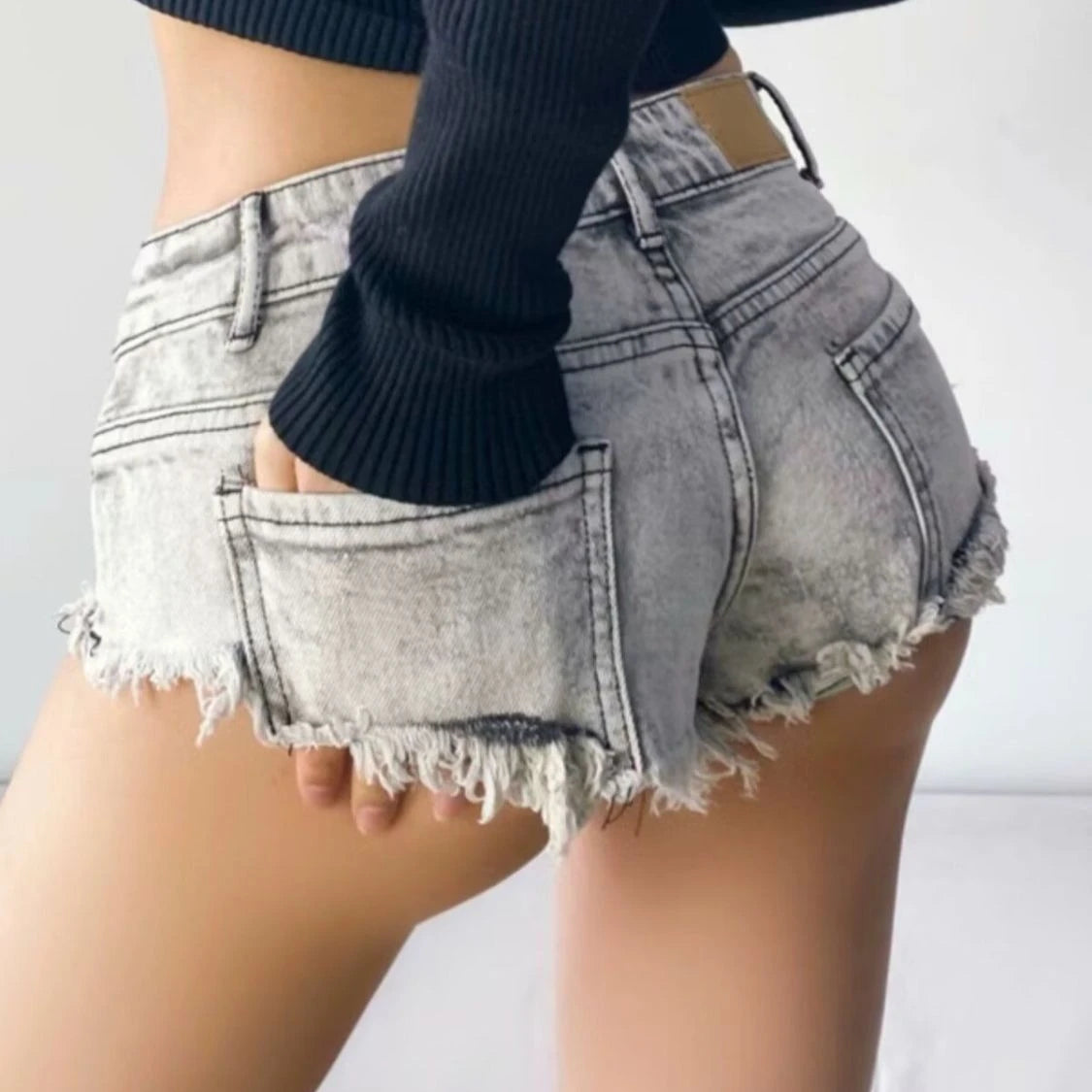 Women Summer Low Waist Denim Shorts Stretchy Short Jeans Hot Pants Sexy Triangle Design Butt Enhancer Casual Streetwear DURIKIES Secondary image