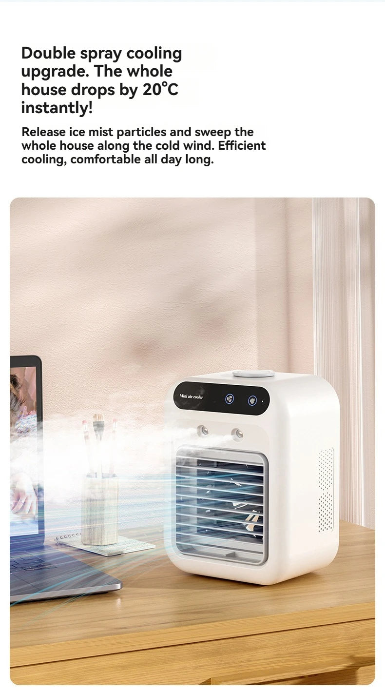 Wireless Air Conditioner Mini Portable Air Cooler Fan 500ml Ice Water Spray Humidifier For Home Air Conditioning Mist Fan USB