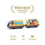 wooden Electric car set Magnetic Electric Train with Little Doll Diecast Slot Toy set Compatible Railway Wood Track Rail Train