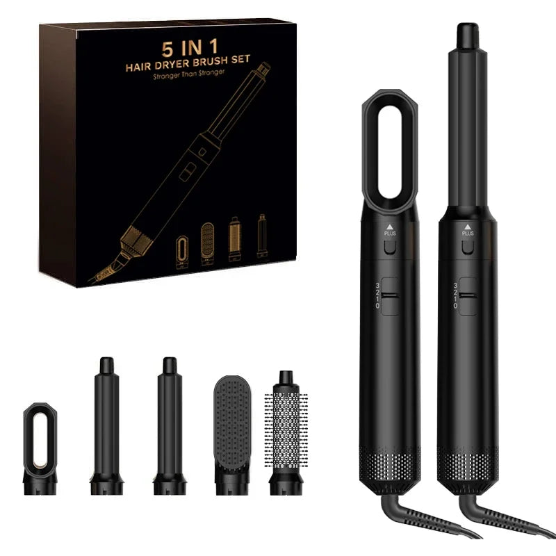 5 In 1 Hair Dryer And Hot Air Comb Brush With Curling Iron Hair Straightener For Fast Drying Curling Straightening And Styling