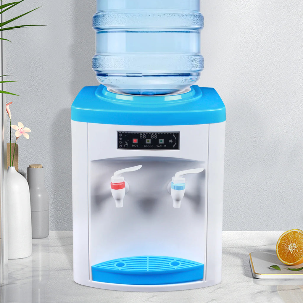 Compact Hot and Cold Water Dispenser, Energy-Saving Desktop Water Cooler Stainless Steel Mini Drinking Station for Office Home