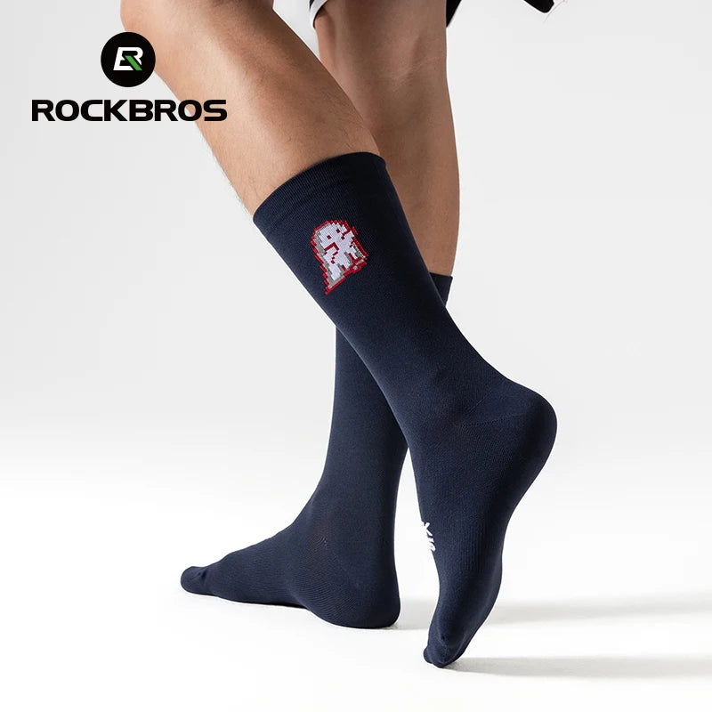 ROCKBROS Cycling Socks Breathable Sweat-wicking High Elastic Soft Knee-high Socks Men Women Outdoor Sports Jogging Cycling Socks