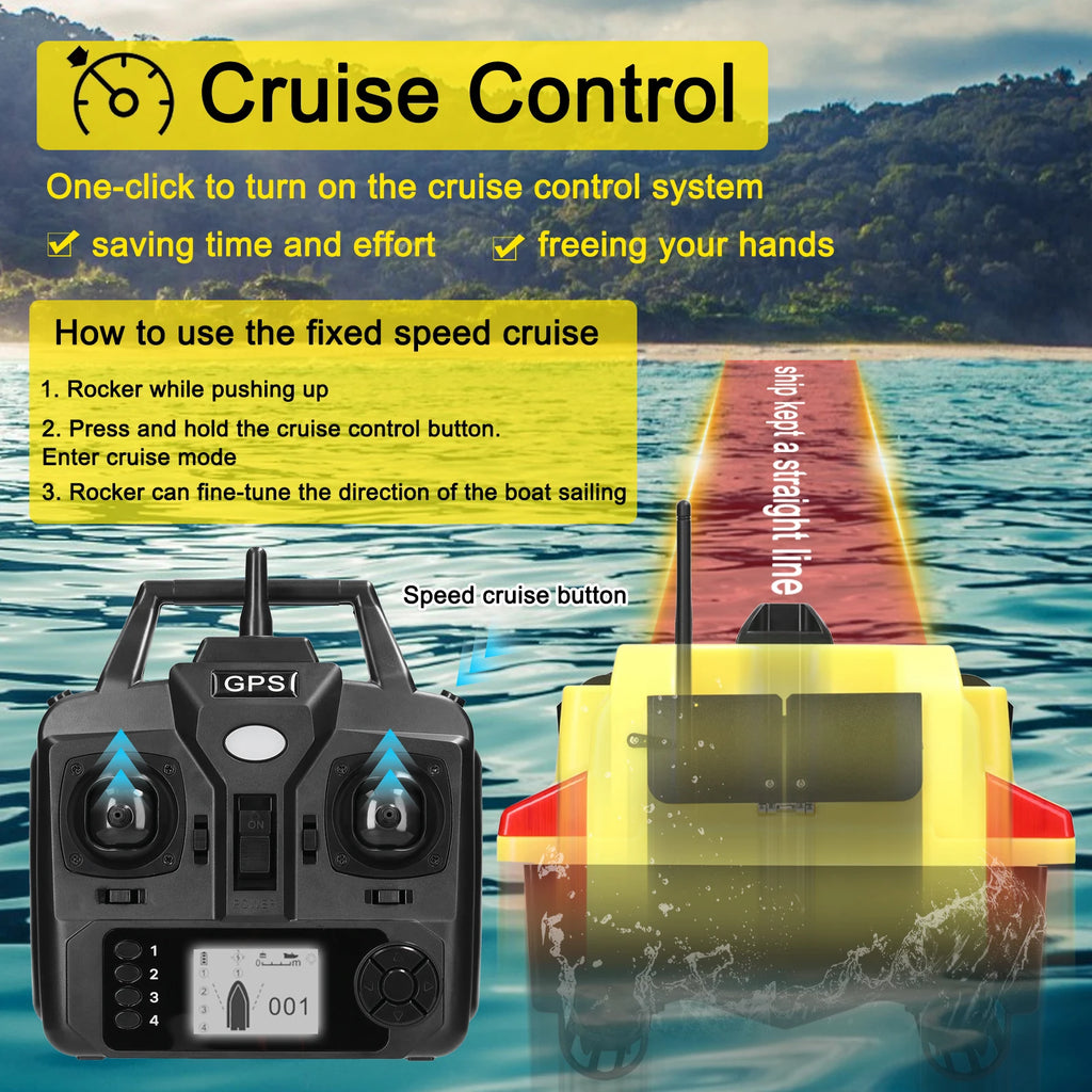 Modern GPS Fishing Bait Boat with 3 Bait Containers 12000mAh Wireless Bait Boat with Automatic Return Function Various styles