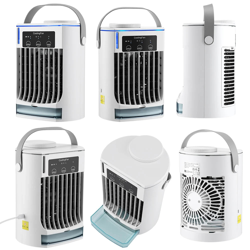 Mini Air Conditioner Air Cooler Fan Portable Water Cooling Fan Mobile Air Conditioning Fan For Room Office Cars