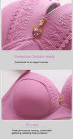 Gathered Side Collection Lifting Underwear Breasts Brassiere Large Size Bra Full Cup Underwear Brassiere No Steel Ring  Bra