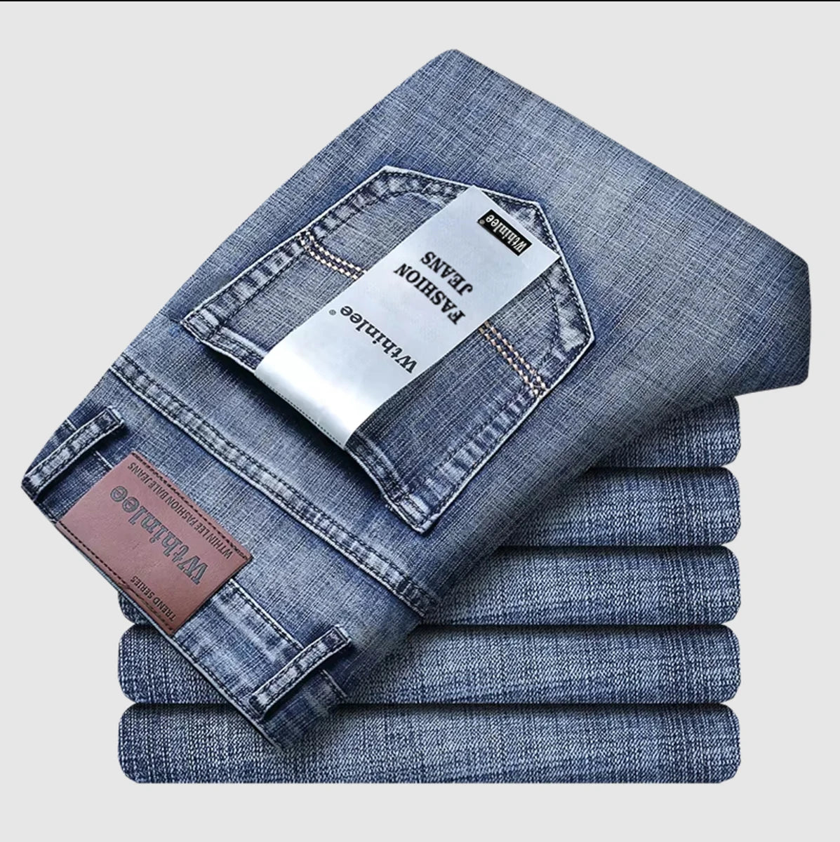Wthinlee New Business Men's Jeans Casual Straight Stretch Fashion Classic Blue Black Work Denim Pant Trousers Male  Clothing Main image