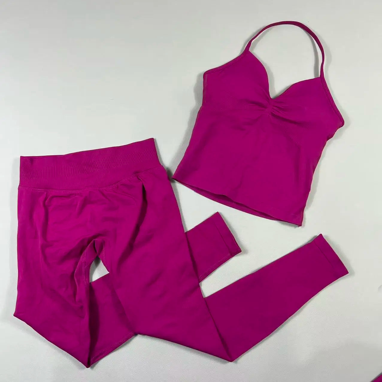 UETEEY Seamless Gym Set Women Tank Tops High Waist Scrunch Yoga Leggings Fitness Clothes Workout Sets Gym Suit Activewear