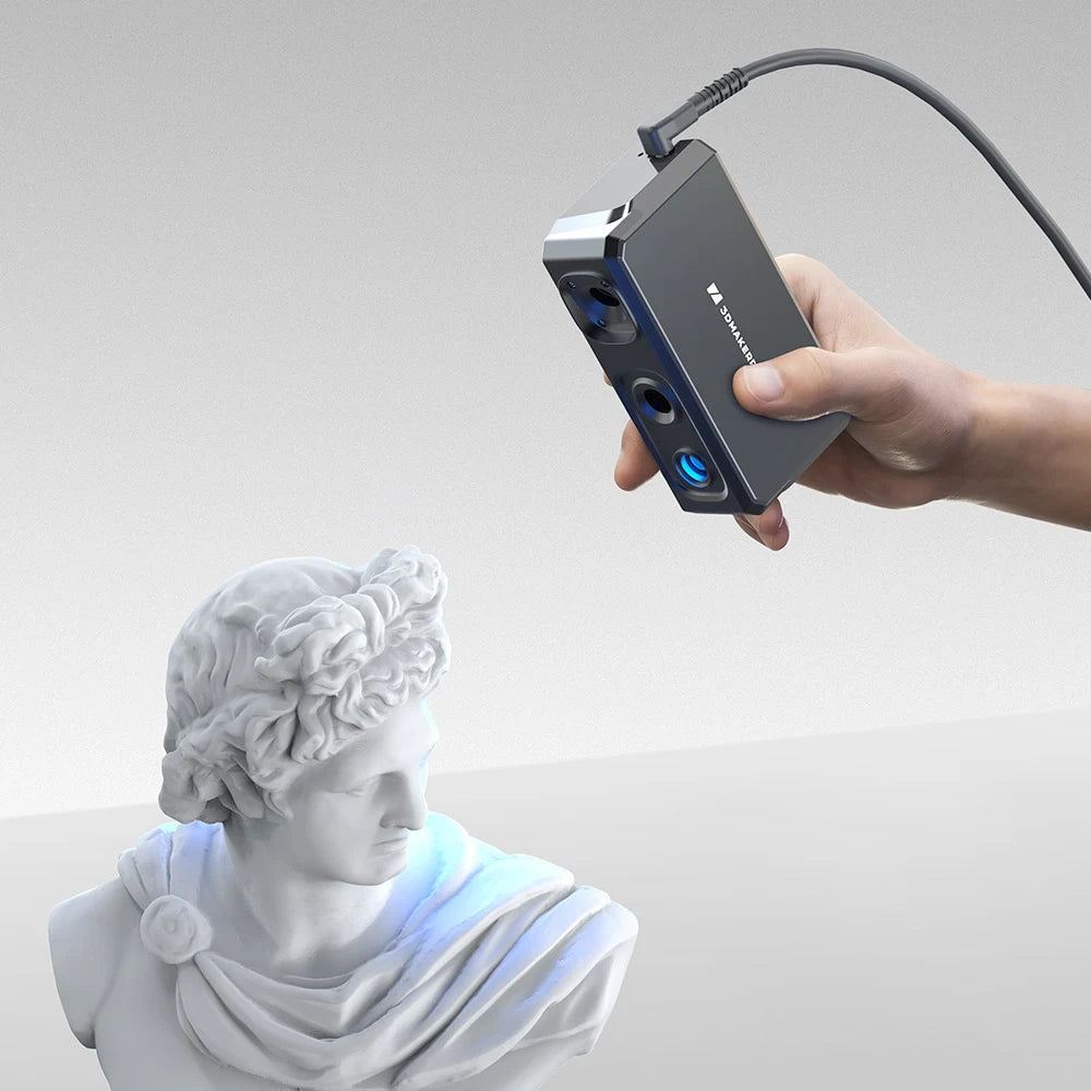 3DMakerpro Seal 3D Scanner, Blue Light Source, 0.01mm Accuracy, 0.05mm Resolution, 10fps Frame Rate, Visual Tracking, Anti-Shaking, 100x75mm Single Capture Range, 180-280mm Work Distance, 24-bit Color Scanning