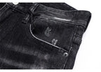 Street Fashion Men's Tight Black Grey Jeans Retro Elastic Slimming Split Style Jeans Men's Retro Designer Brand Jeans Hombre
