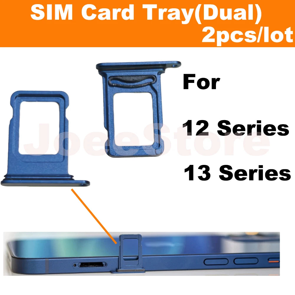 2pcs SIM Card Tray Slot For iphone 12 13 Dual Sim Card Adapter Chip Drawer Holder Replacement Parts
