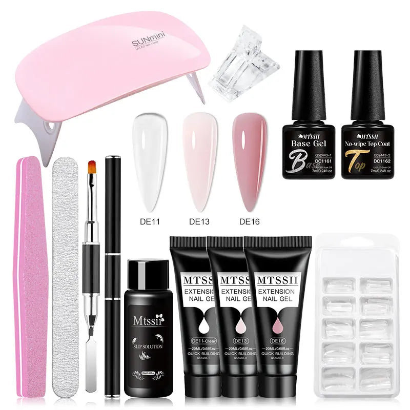 24PCS/Set 20ml Poly Naili Extension Gel  Kit Mini UV Lamp Sealer With Base Top Coat Professional Poly UVNail Gel Kit Starter Kit