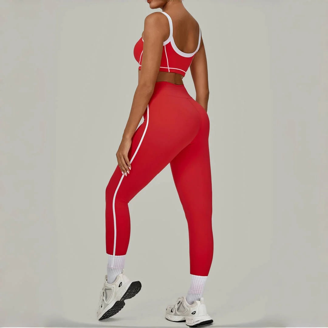 2PCS Women's Yoga Set High Waist Peach Hip Removable Padding Sports Bra Pants Fitness Suit Running Workout Gym Leggings Yoga Set