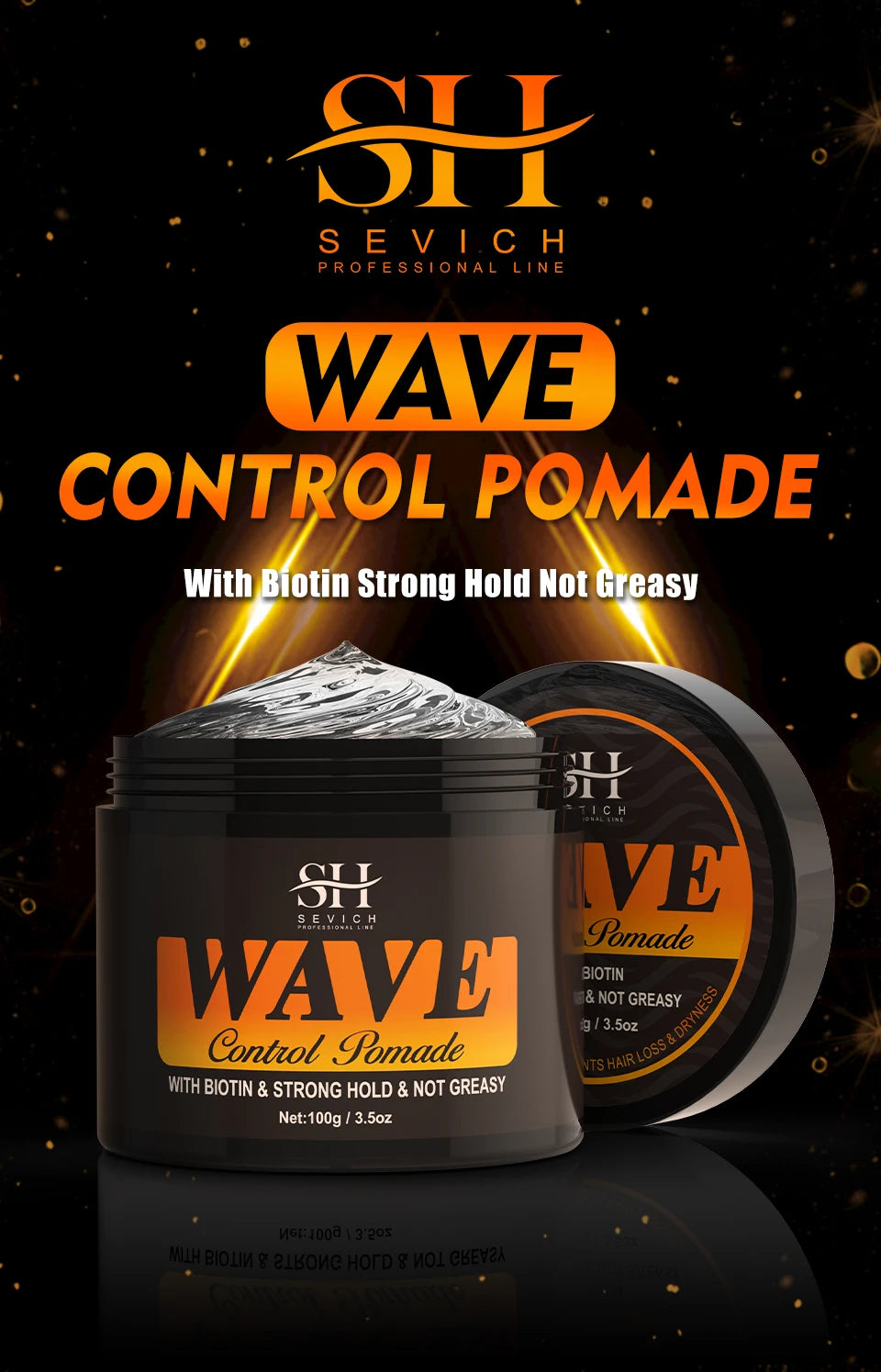 Deep Wave Control Pomade 360 Biotin Sport Strong Hold Wave Hair Gel With Brush Wavy Hair Oil Shampoo Conditioner Styling Care