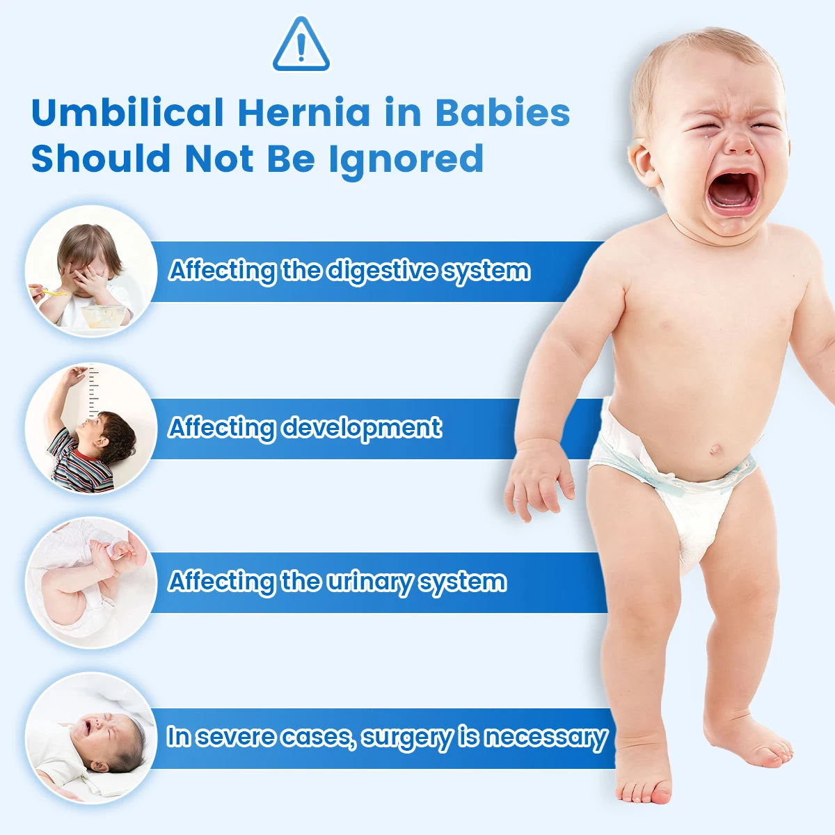 VELPEAU Baby Belly Hernia Belt with 3 Compression Pads, Umbilical Hernia Band Belly Button Abdominal Binder for Infant Newborn