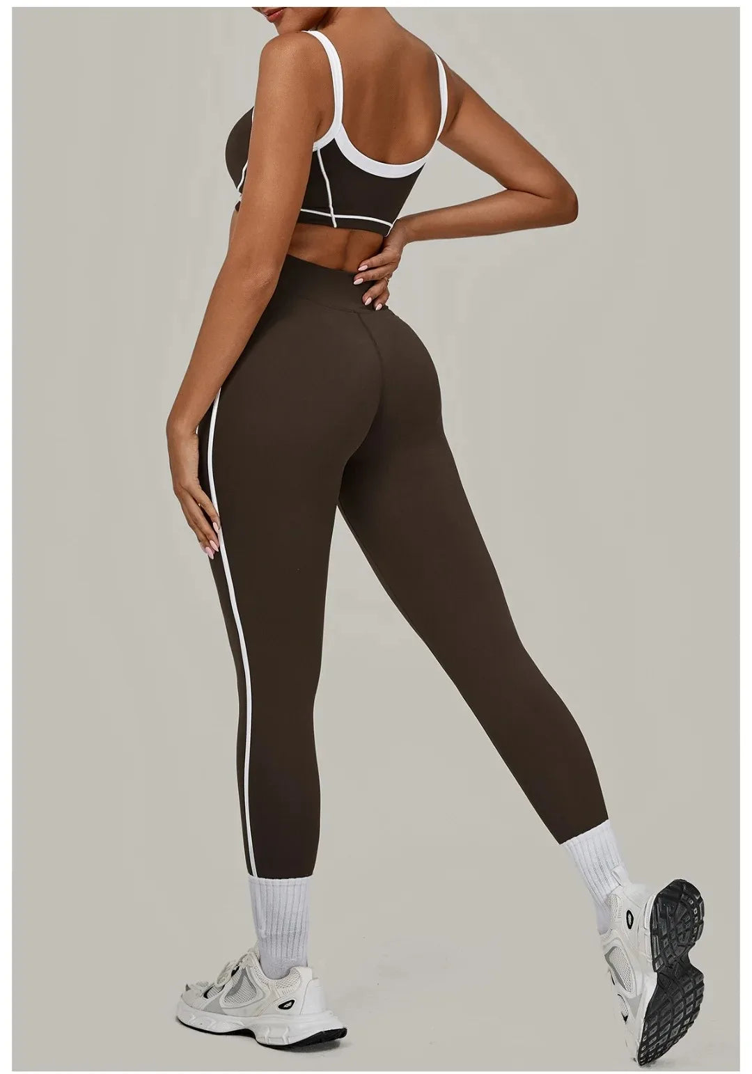 2PCS Women's Yoga Set High Waist Peach Hip Removable Padding Sports Bra Pants Fitness Suit Running Workout Gym Leggings Yoga Set