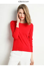 Women Slim O-Neck Pullover Cashmere Wool Blending Sweater Autumn And Winter Long-Sleeved Knit Bottoming Shirt Large Size 2024