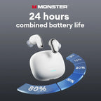 Monster MQT52 Bluetooth 5.4 Wireless Earphones 24H Long Battery Life Stereo Headphones Low Latency Gaming Dual Mode Headset Gift