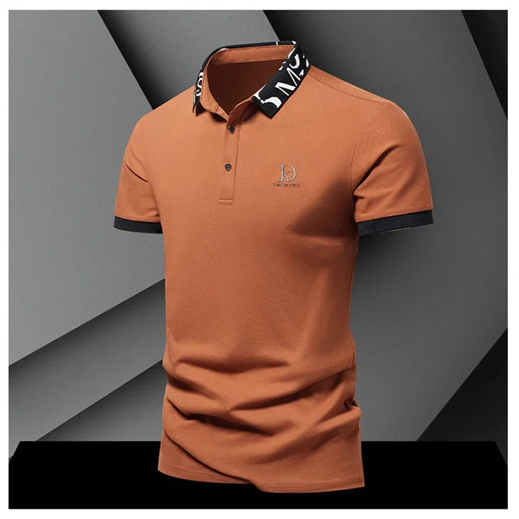 Summer men's POLO shirt fashionable ice silk quick drying short sleeved T-shirt solid color loose fitting business collar top