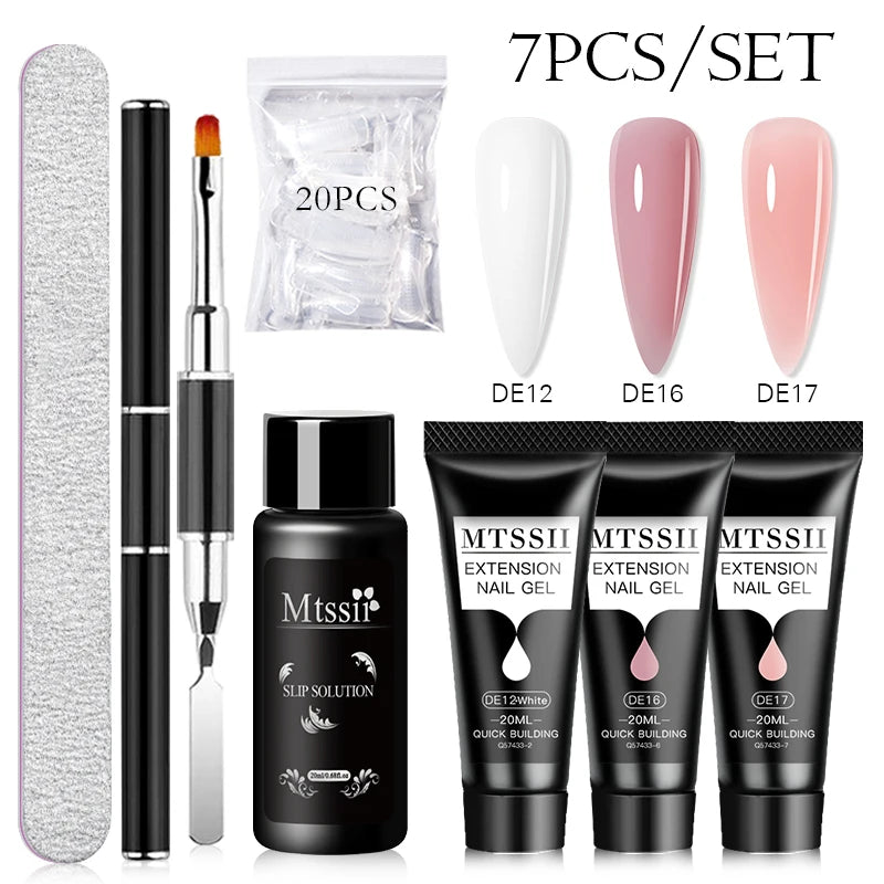 24PCS/Set 20ml Poly Naili Extension Gel  Kit Mini UV Lamp Sealer With Base Top Coat Professional Poly UVNail Gel Kit Starter Kit