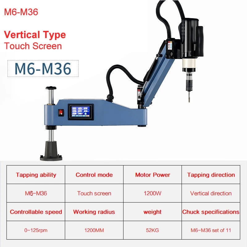 M3-M36 220V CNC Universal Type Servo Electric Tapping Machine Electric Tapper Threading Tool Steel Aluminum Power Drilling